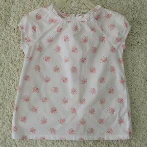 Carter's Sleeveless Blouse Size 24 Months 100% Cotton, White/Coral Floral‎ Print